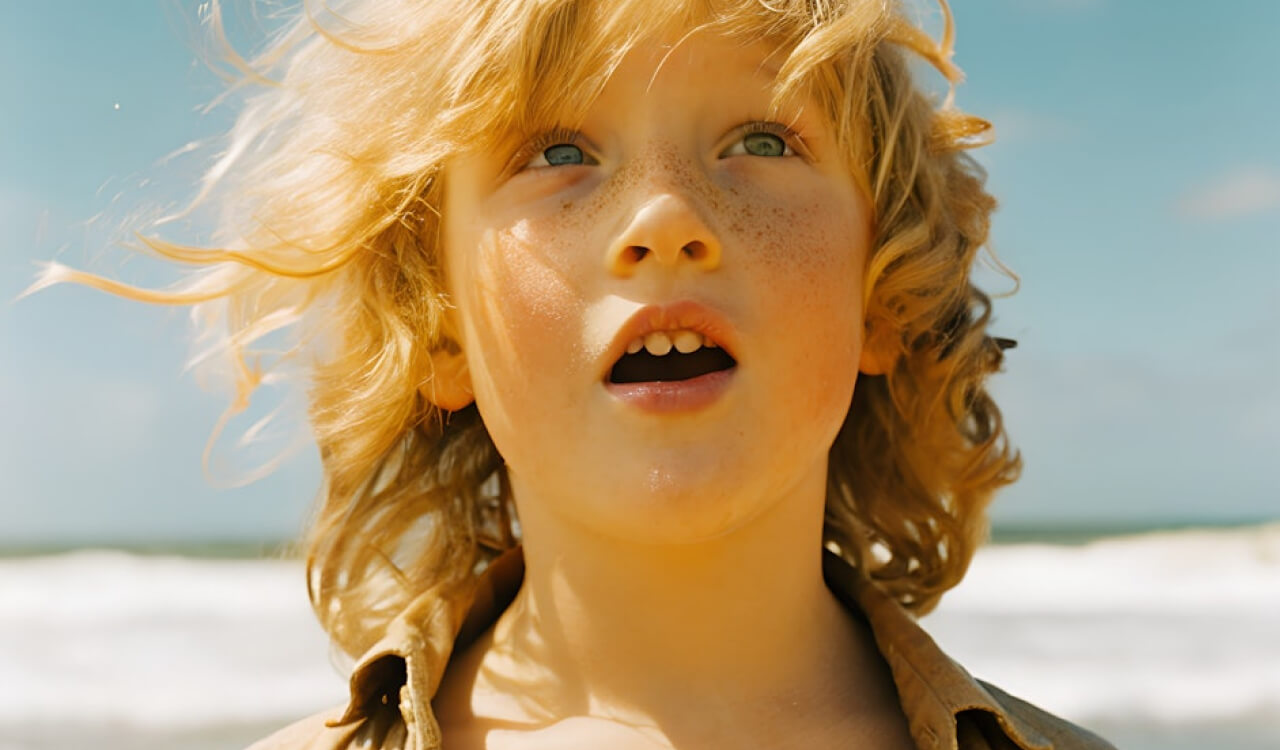 Child on pink structure